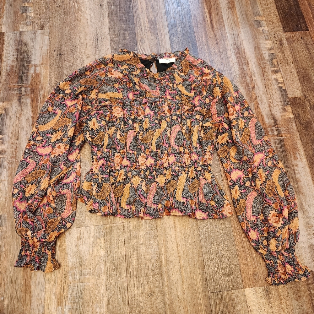 Entro Multicolor Floral Smocked Top